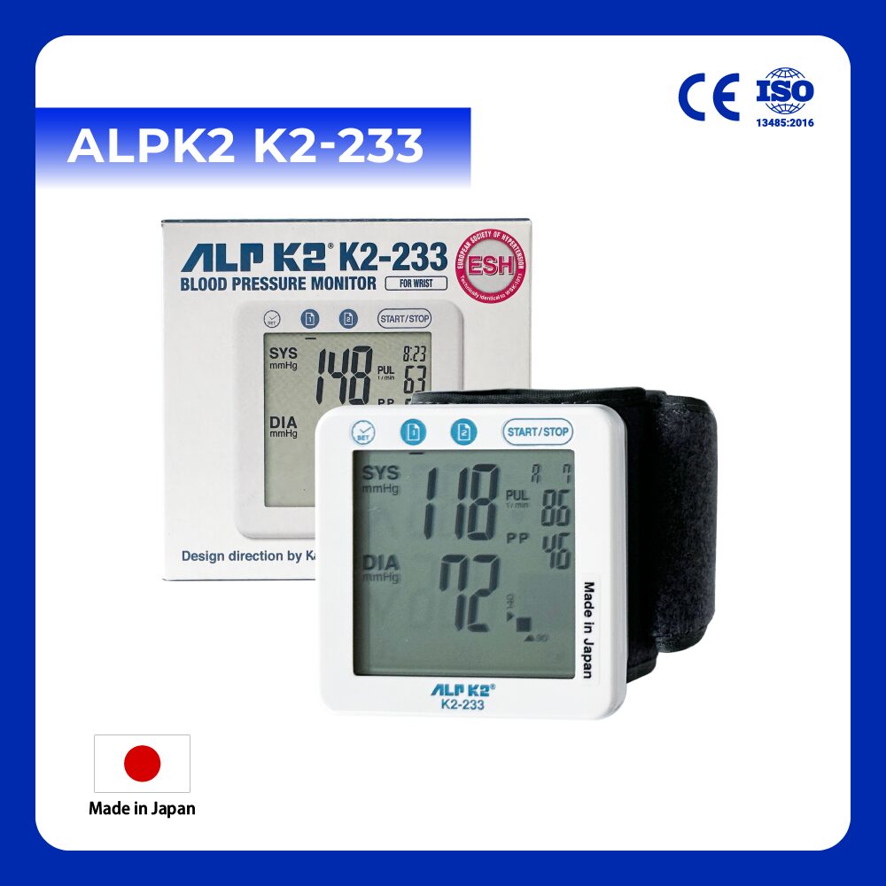 ALPK2 K2-233 - Máy Đo Huyết Áp Điện Tử Cổ Tay | Chính Hãng Nhật BảnALPK2 K2-233 - Máy Đo Huyết Áp Điện Tử Cổ Tay | Chính Hãng Nhật Bản
