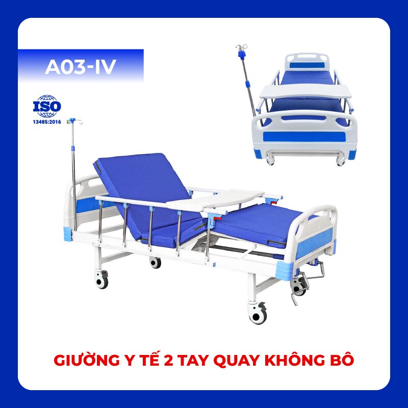 A03-IV - Giường Y Tế 2 Tay Quay Không BôA03-IV - Giường Y Tế 2 Tay Quay Không Bô
