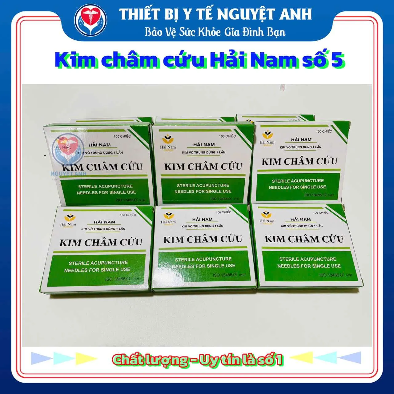 Kim châm cứu Hải Nam - Hộp 100 chiếc các số