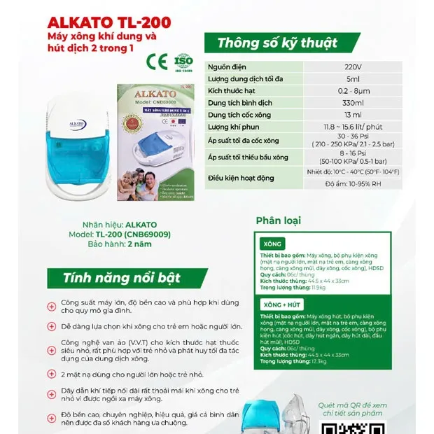 Máy xông khí dung Alkato TL200