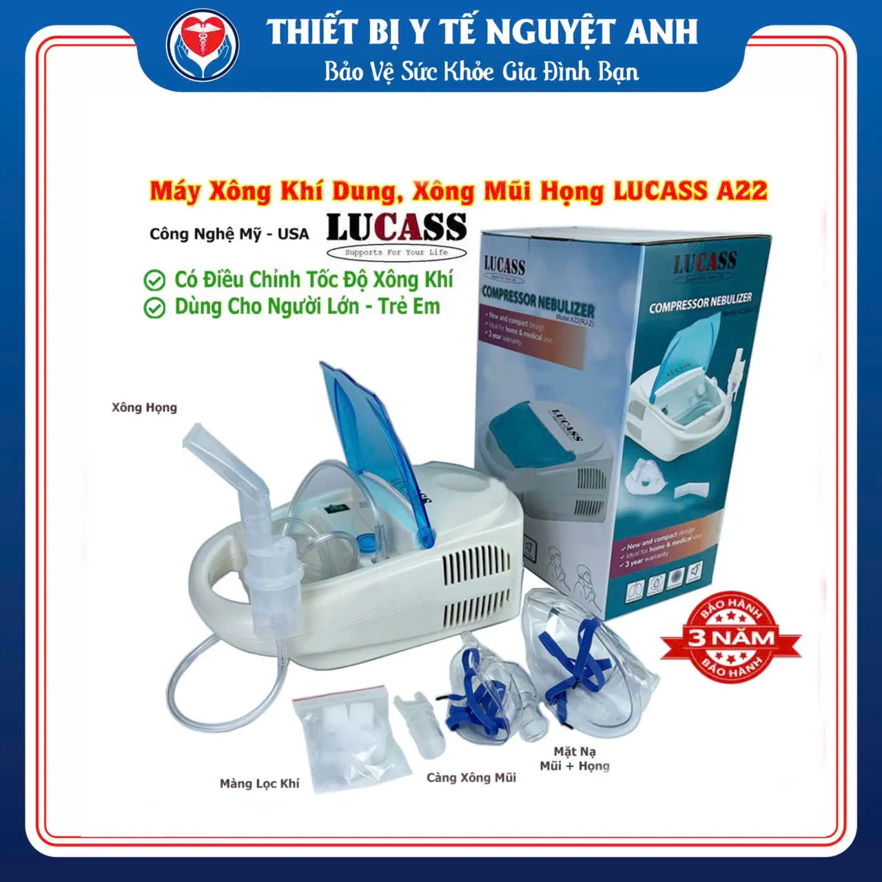 Máy xông mũi họng Lucass A-22
