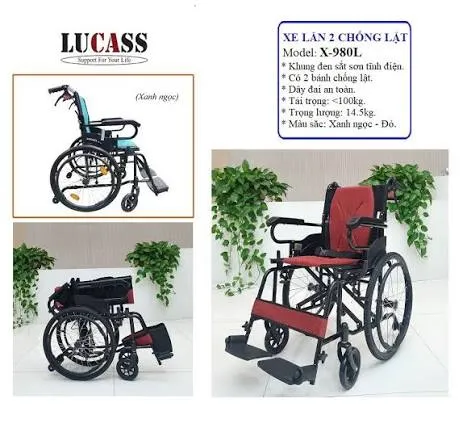 Xe lăn sắt sơn chống lật Lucass X-980L