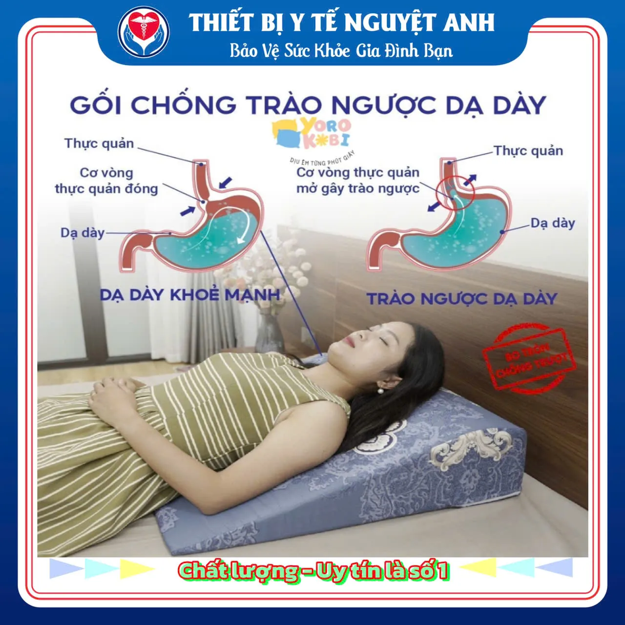 Gối chống trào ngược dạ dày người lớn YOROKOBI - Bác sỹ khuyên dùng- Chính hãng
